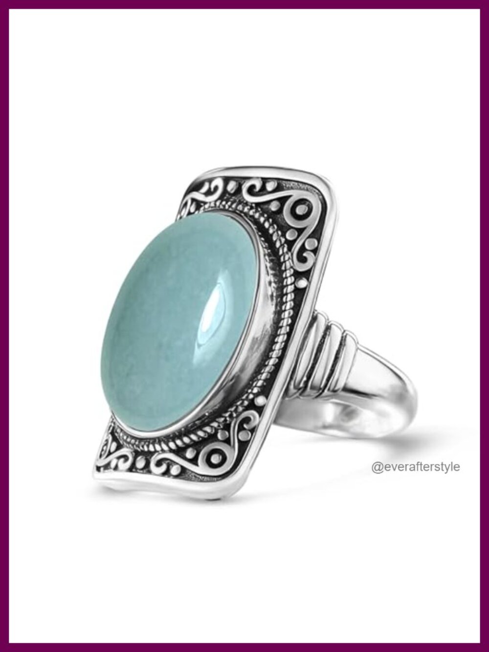 Sterling Silver Statement Ring Boho Wide Band Full Finger Natural Stone